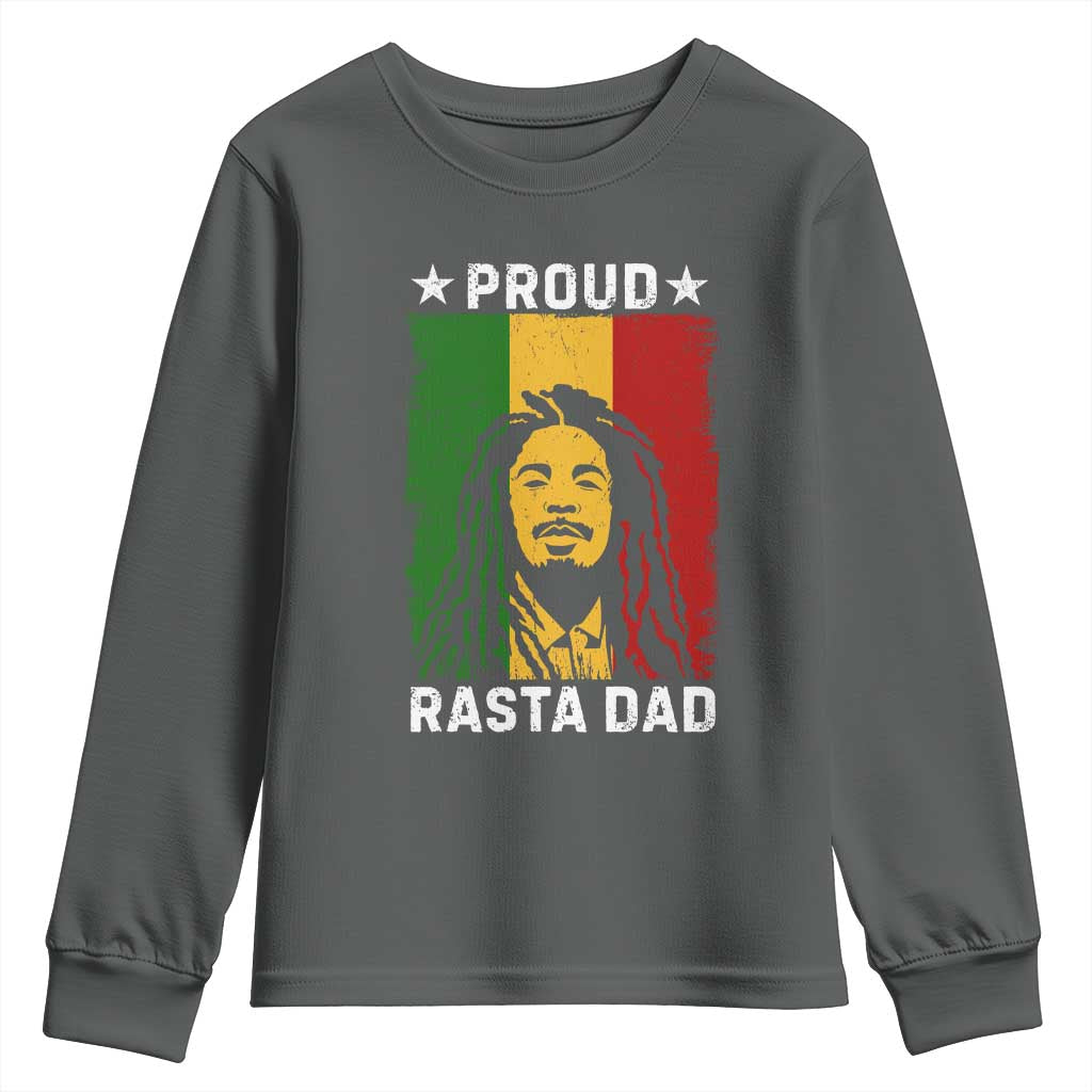 Proud Rasta Dad Youth Sweatshirt Rastafarian Jamaica Father's Day TS11 Dark Heather Print Your Wear