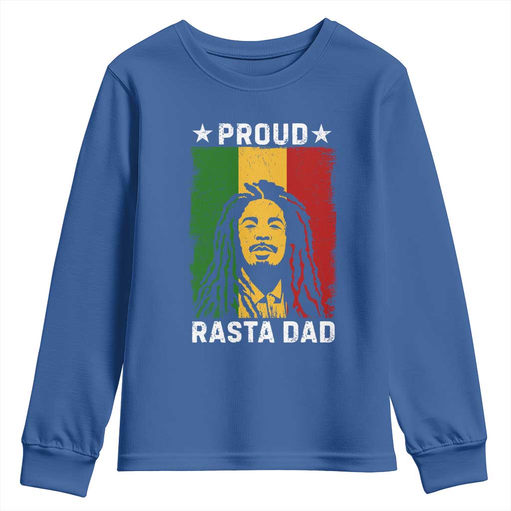 Proud Rasta Dad Youth Sweatshirt Rastafarian Jamaica Father's Day TS11 Royal Blue Print Your Wear