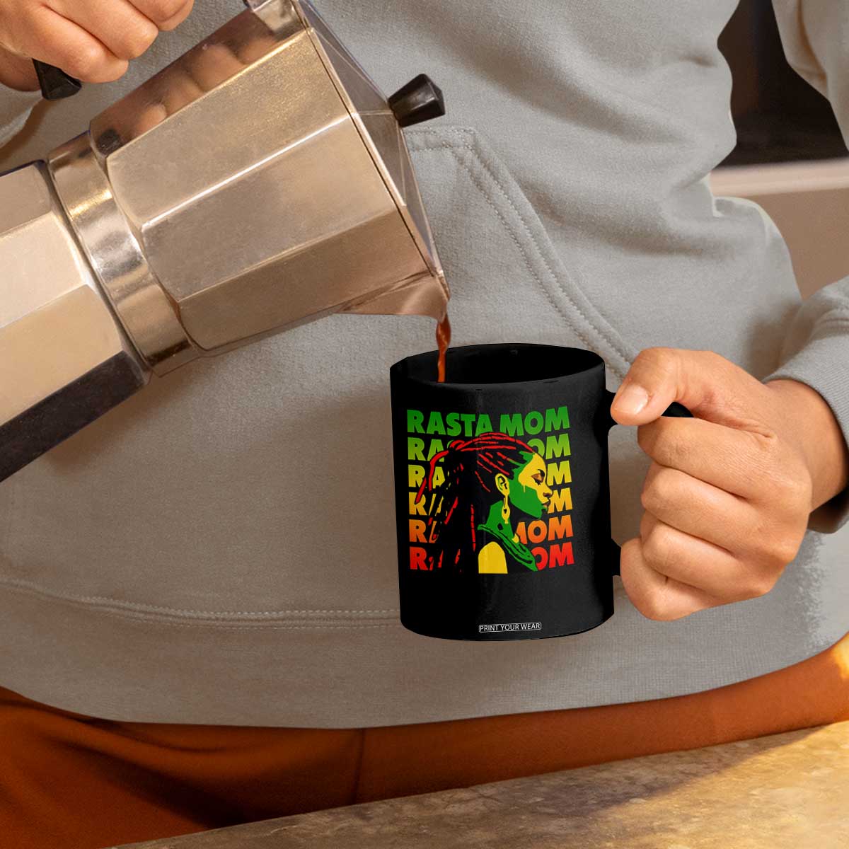 Rasta Mom Coffee Mug Jamaican Black Girls Flag Dreadlocks TS11 Print Your Wear