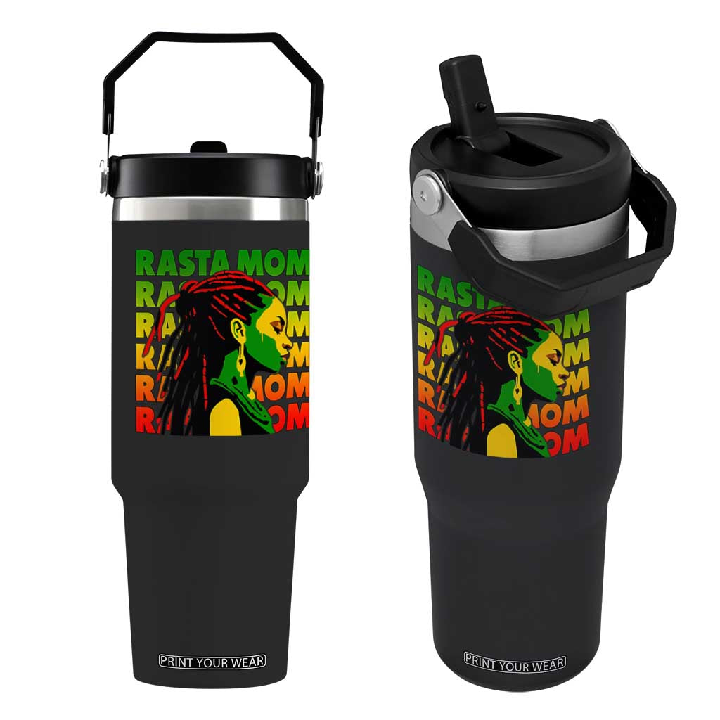 Rasta Mom Flip Straw Tumbler Jamaican Black Girls Flag Dreadlocks TS11 One Size: 30 oz Black Print Your Wear