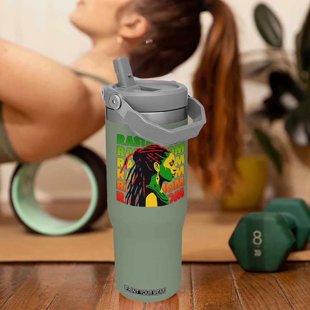 Rasta Mom Flip Straw Tumbler Jamaican Black Girls Flag Dreadlocks TS11 One Size: 30 oz Moss Green Print Your Wear