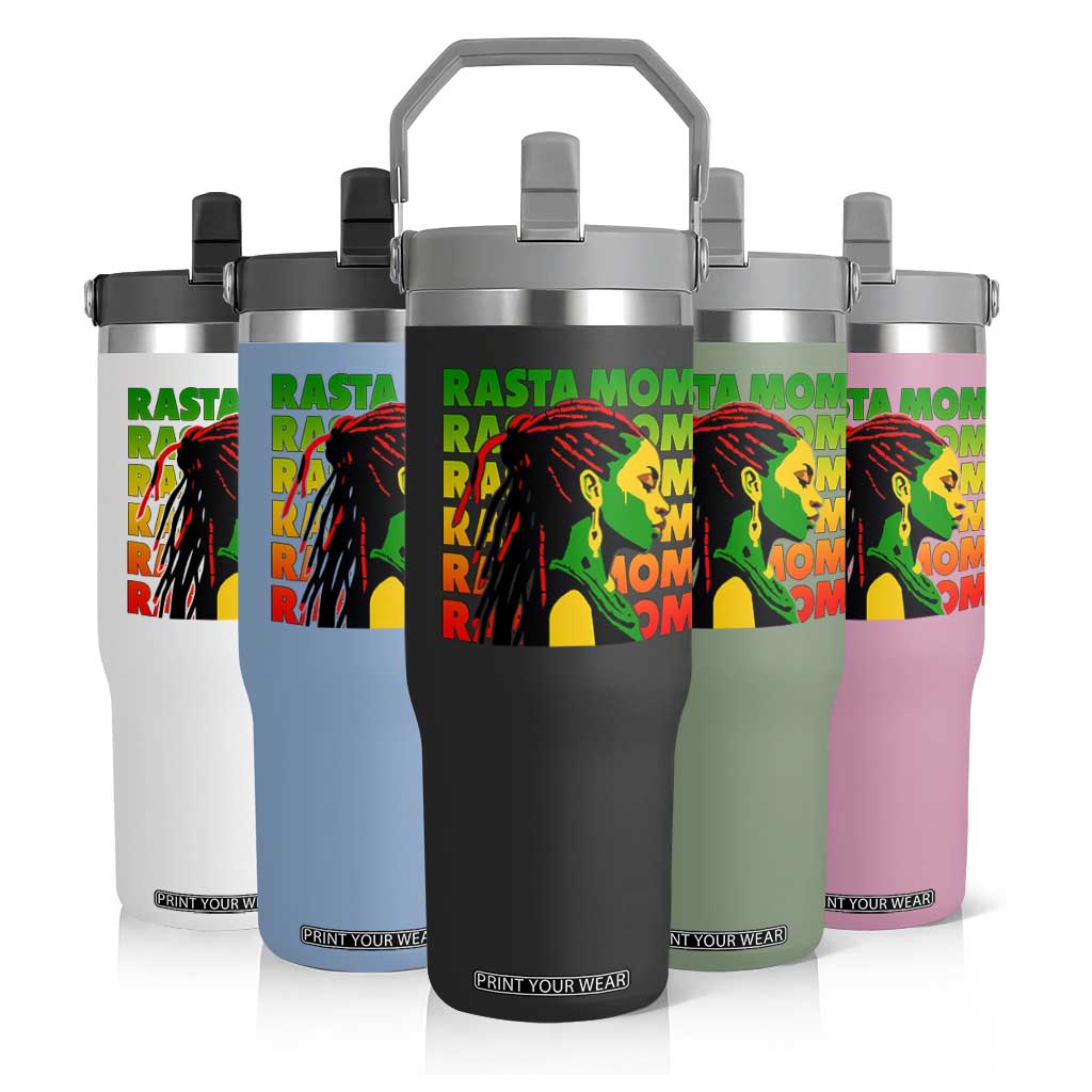 Rasta Mom Flip Straw Tumbler Jamaican Black Girls Flag Dreadlocks TS11 Print Your Wear
