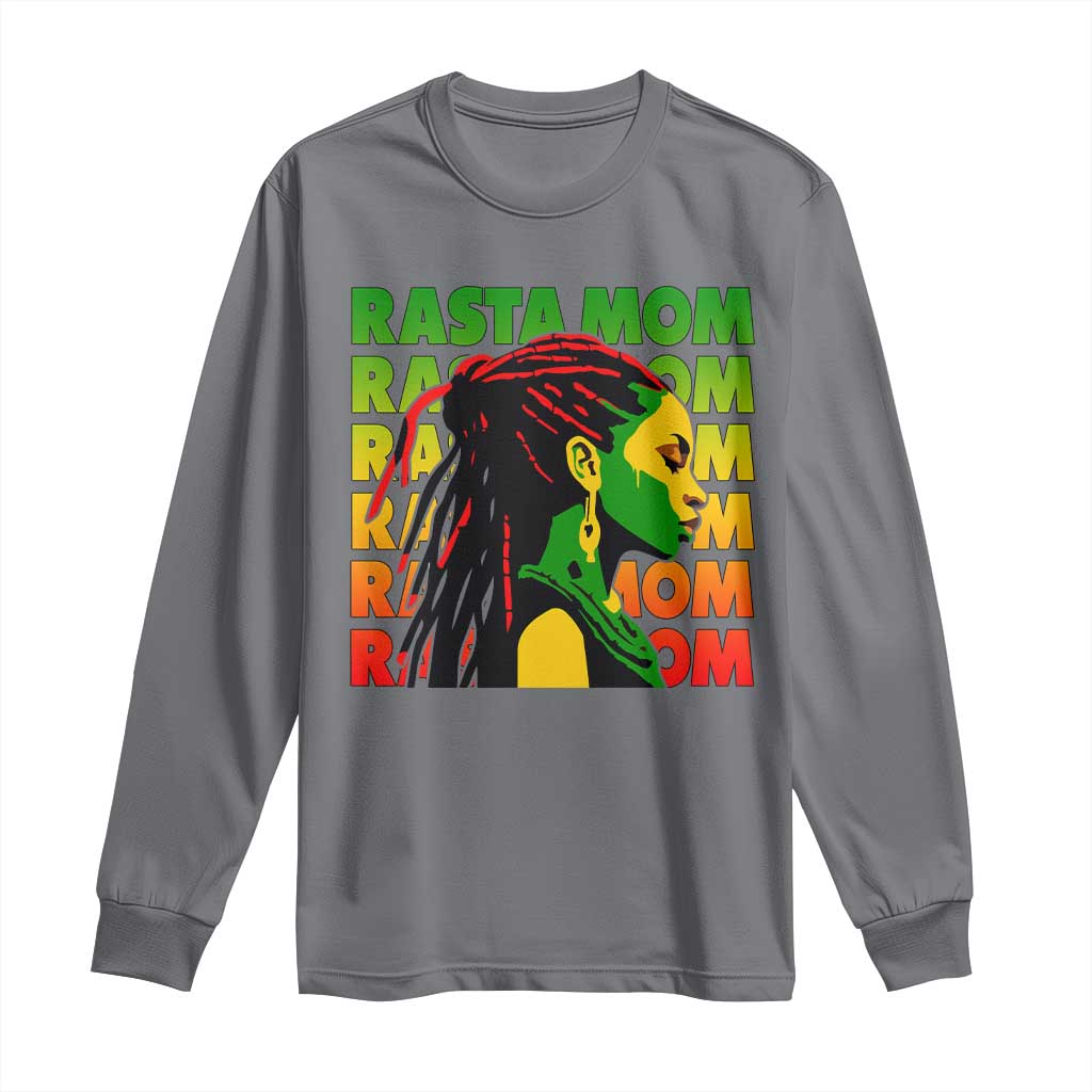 Rasta Mom Long Sleeve Shirt Jamaican Black Girls Flag Dreadlocks TS11 Charcoal Print Your Wear