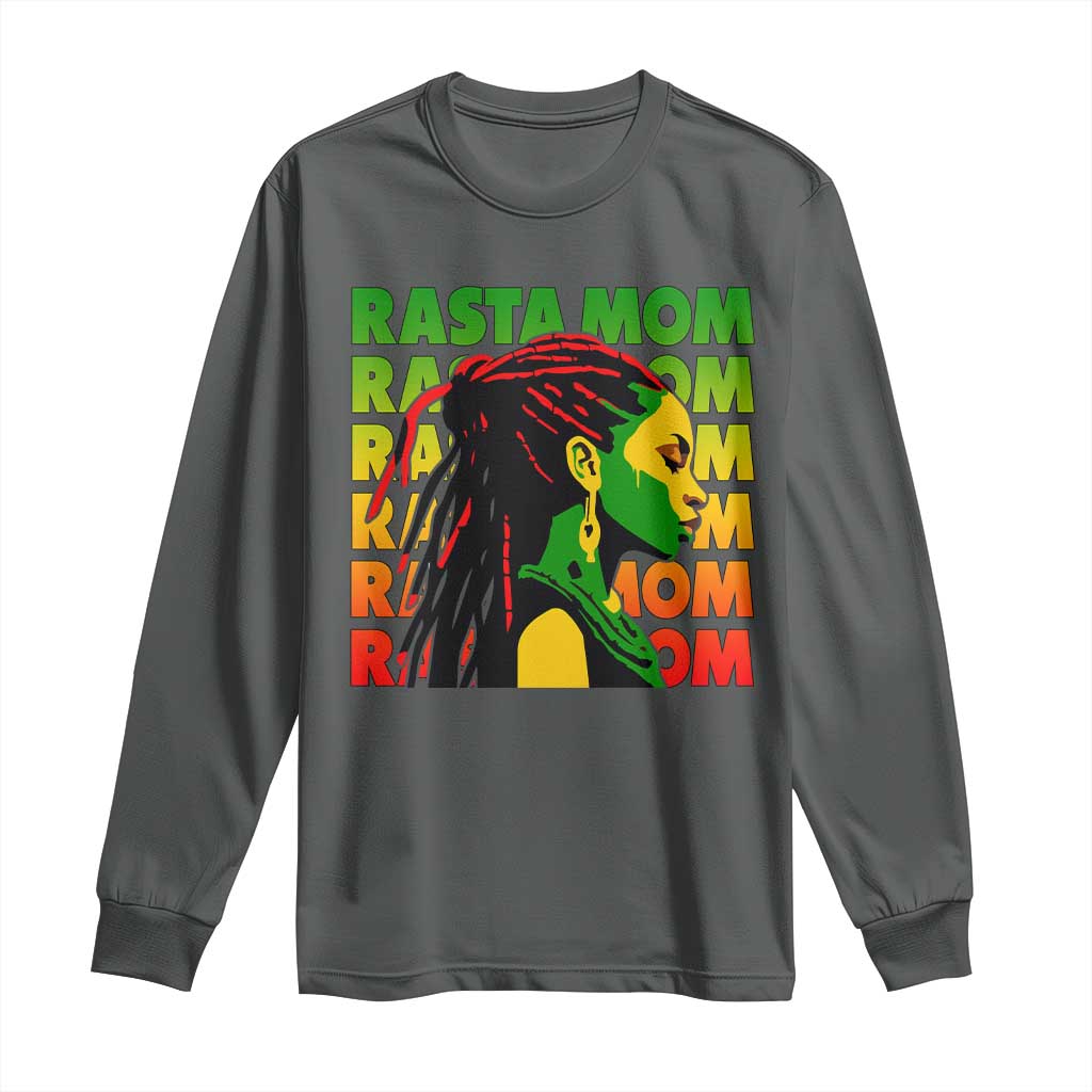Rasta Mom Long Sleeve Shirt Jamaican Black Girls Flag Dreadlocks TS11 Dark Heather Print Your Wear