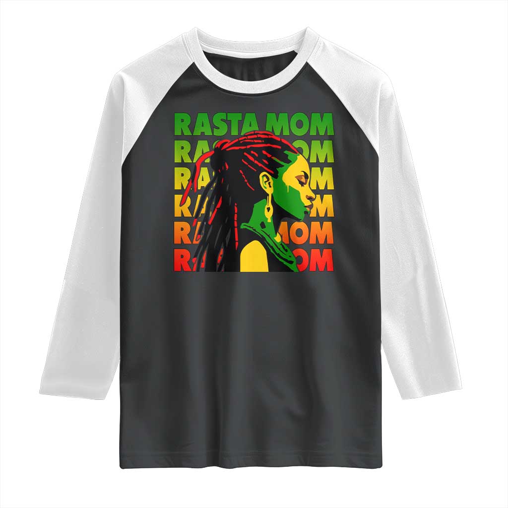 Rasta Mom Raglan Shirt Jamaican Black Girls Flag Dreadlocks TS11 Black White Print Your Wear