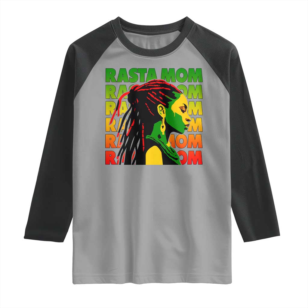 Rasta Mom Raglan Shirt Jamaican Black Girls Flag Dreadlocks TS11 Sport Gray Black Print Your Wear
