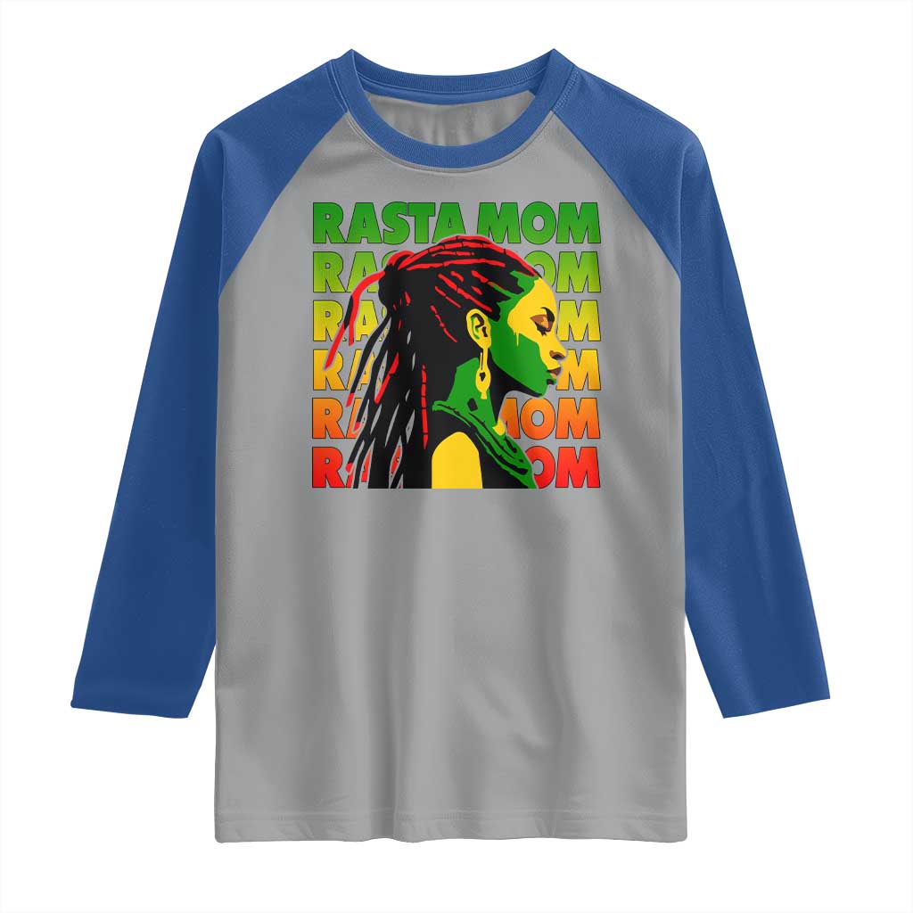 Rasta Mom Raglan Shirt Jamaican Black Girls Flag Dreadlocks TS11 Sport Gray Royal Print Your Wear
