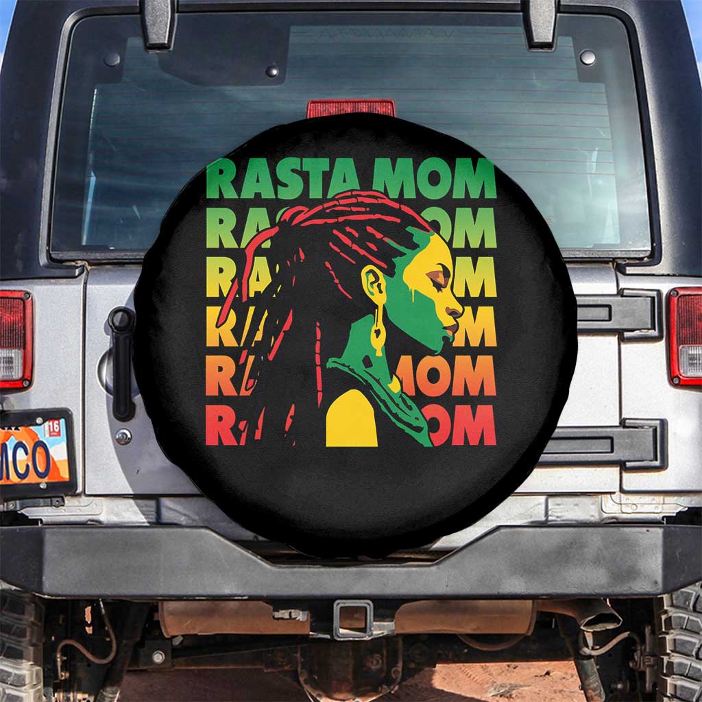 Rasta Mom Spare Tire Cover Jamaican Black Girls Flag Dreadlocks TS11 No hole Black Print Your Wear