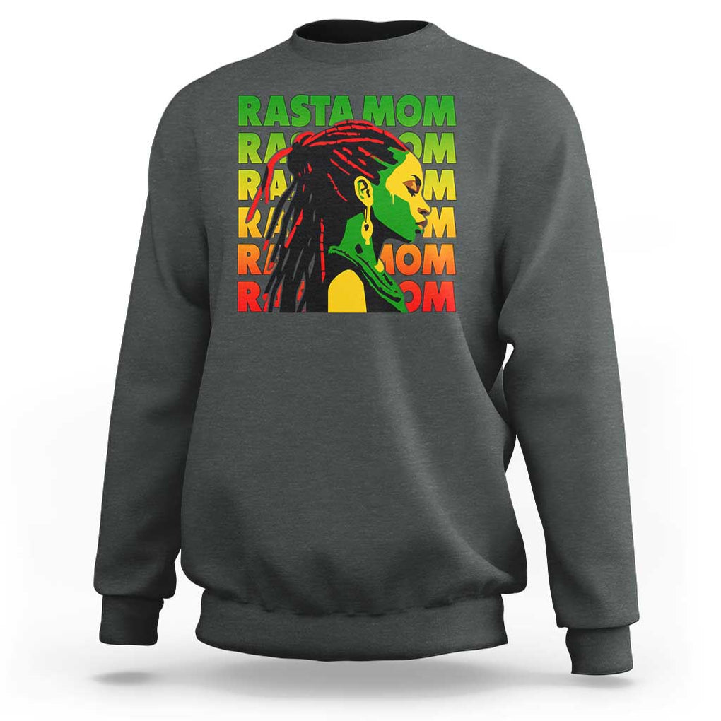 Rasta Mom Sweatshirt Jamaican Black Girls Flag Dreadlocks TS11 Dark Heather Print Your Wear