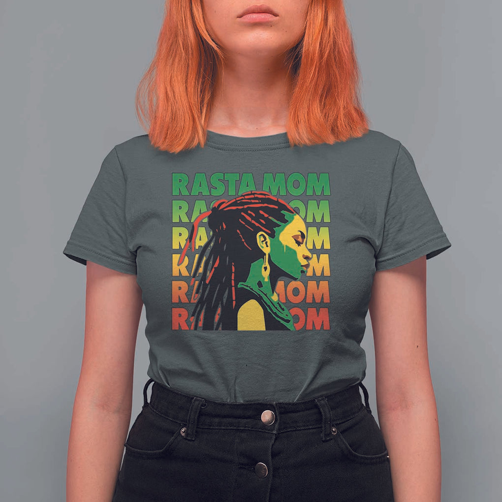 Rasta Mom T Shirt For Women Jamaican Black Girls Flag Dreadlocks TS11 Dark Heather Print Your Wear