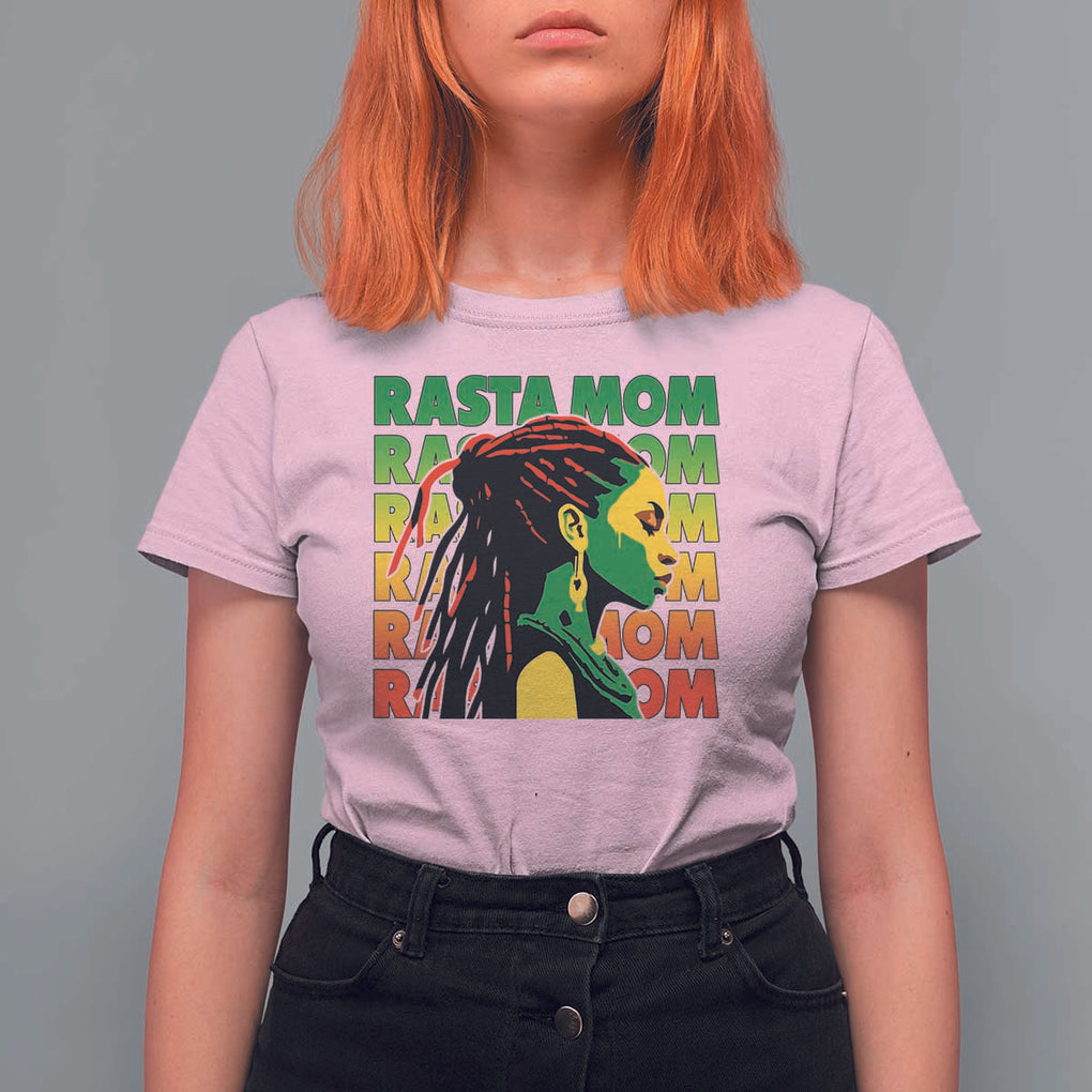 Rasta Mom T Shirt For Women Jamaican Black Girls Flag Dreadlocks TS11 Light Pink Print Your Wear