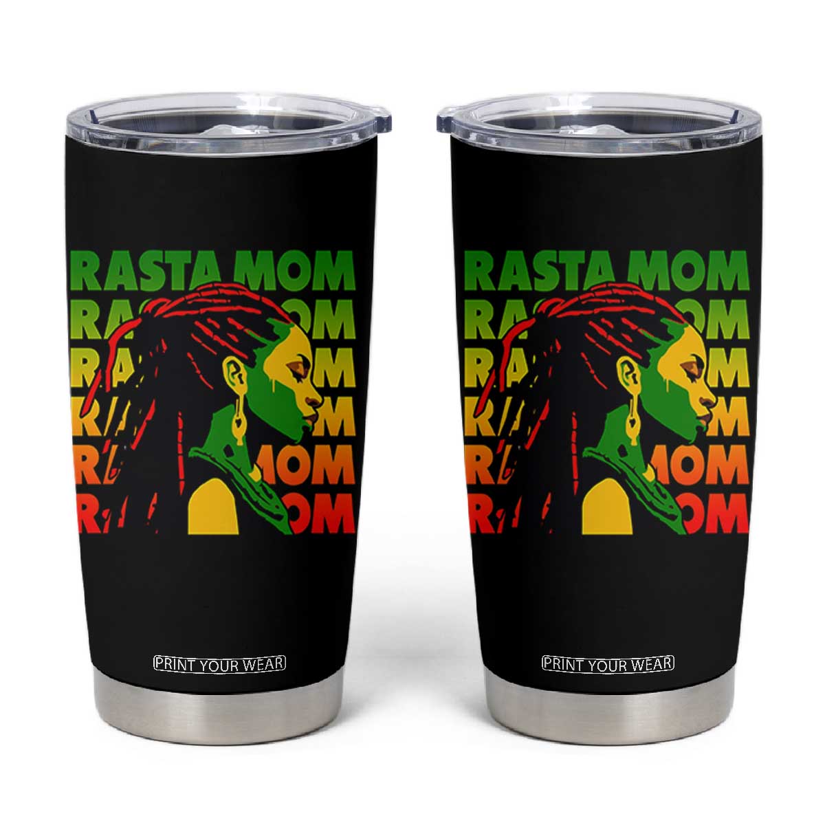 Rasta Mom Tumbler Cup Jamaican Black Girls Flag Dreadlocks TS11 Black Print Your Wear
