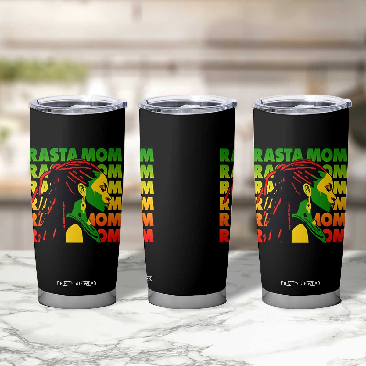 Rasta Mom Tumbler Cup Jamaican Black Girls Flag Dreadlocks TS11 Print Your Wear