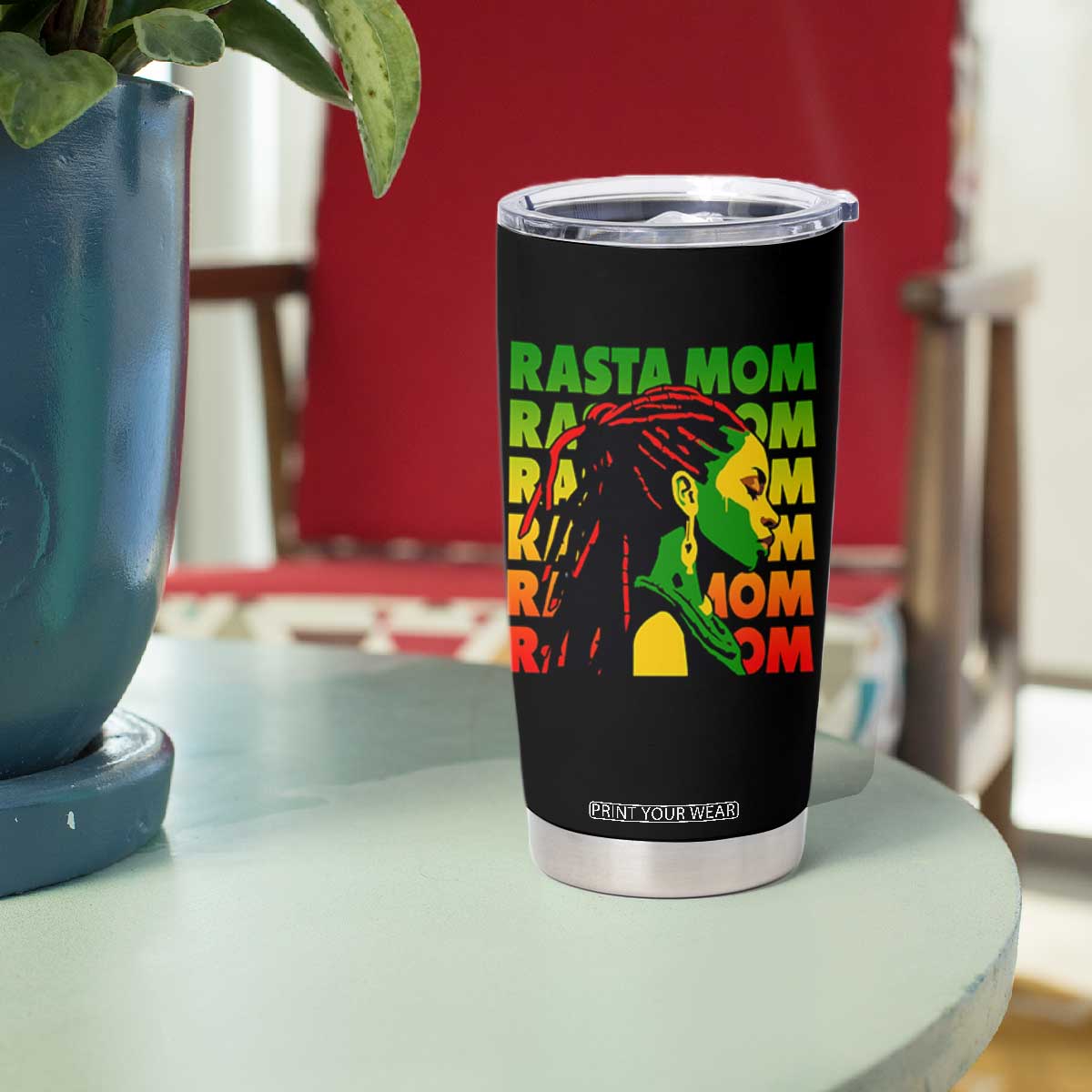Rasta Mom Tumbler Cup Jamaican Black Girls Flag Dreadlocks TS11 Print Your Wear