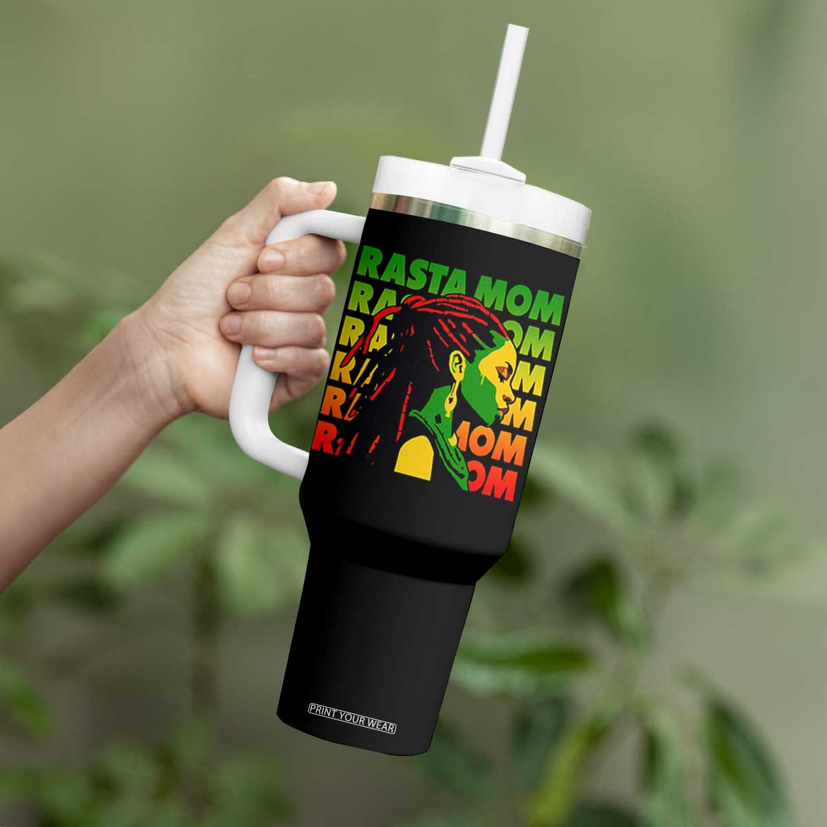Rasta Mom Tumbler With Handle Jamaican Black Girls Flag Dreadlocks TS11 Print Your Wear