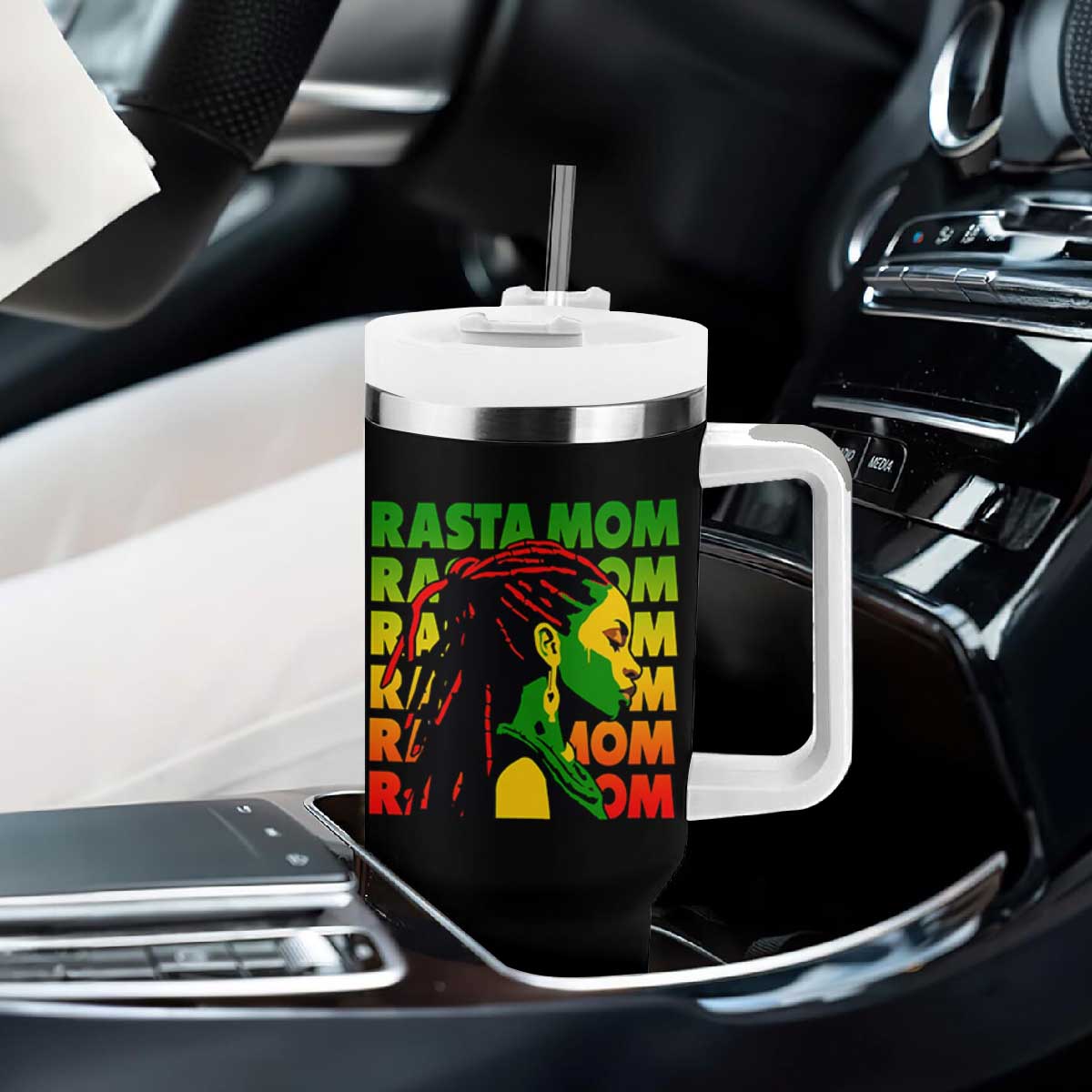 Rasta Mom Tumbler With Handle Jamaican Black Girls Flag Dreadlocks TS11 Print Your Wear