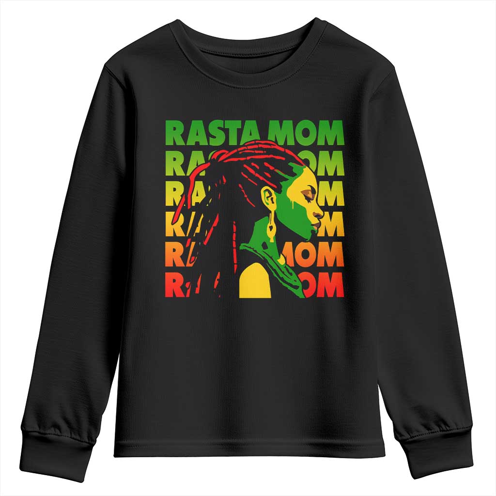 Rasta Mom Youth Sweatshirt Jamaican Black Girls Flag Dreadlocks TS11 Black Print Your Wear