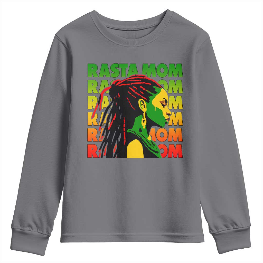 Rasta Mom Youth Sweatshirt Jamaican Black Girls Flag Dreadlocks TS11 Charcoal Print Your Wear