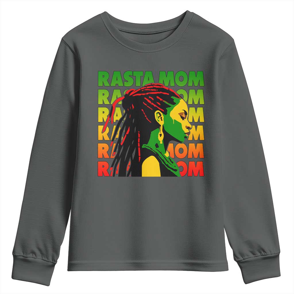 Rasta Mom Youth Sweatshirt Jamaican Black Girls Flag Dreadlocks TS11 Dark Heather Print Your Wear