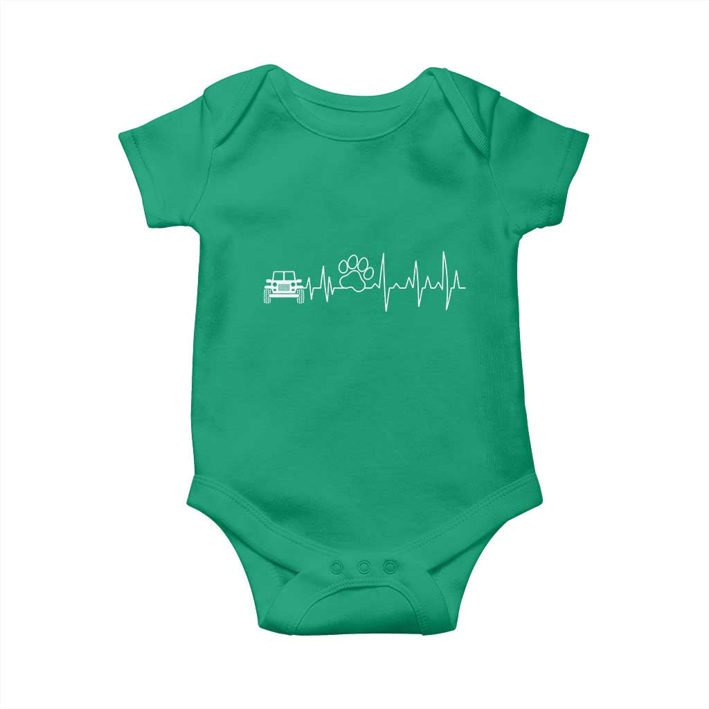 4x4 Off Road Car Riding Vintage Pet Paw Heartbeat Baby Onesie TS11 Irish Green Print Your Wear