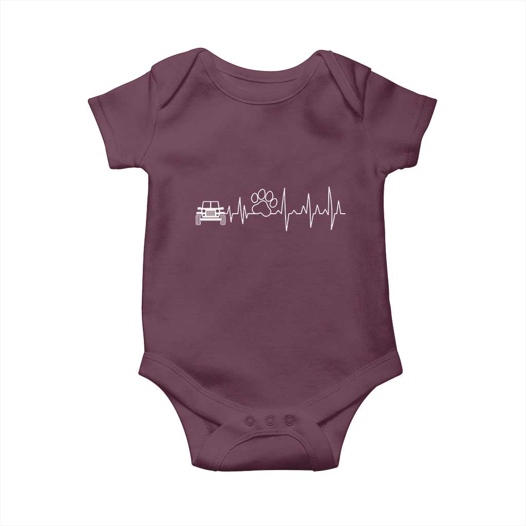 4x4 Off Road Car Riding Vintage Pet Paw Heartbeat Baby Onesie TS11 Maroon Print Your Wear