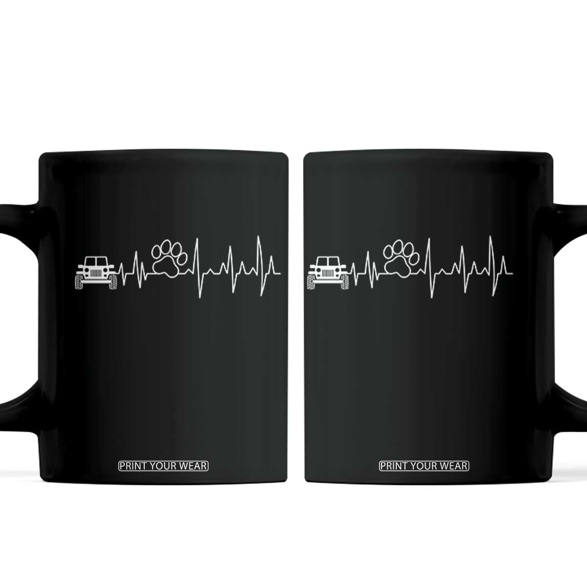 4x4 Off Road Car Riding Vintage Pet Paw Heartbeat Coffee Mug TS11 Black Print Your Wear