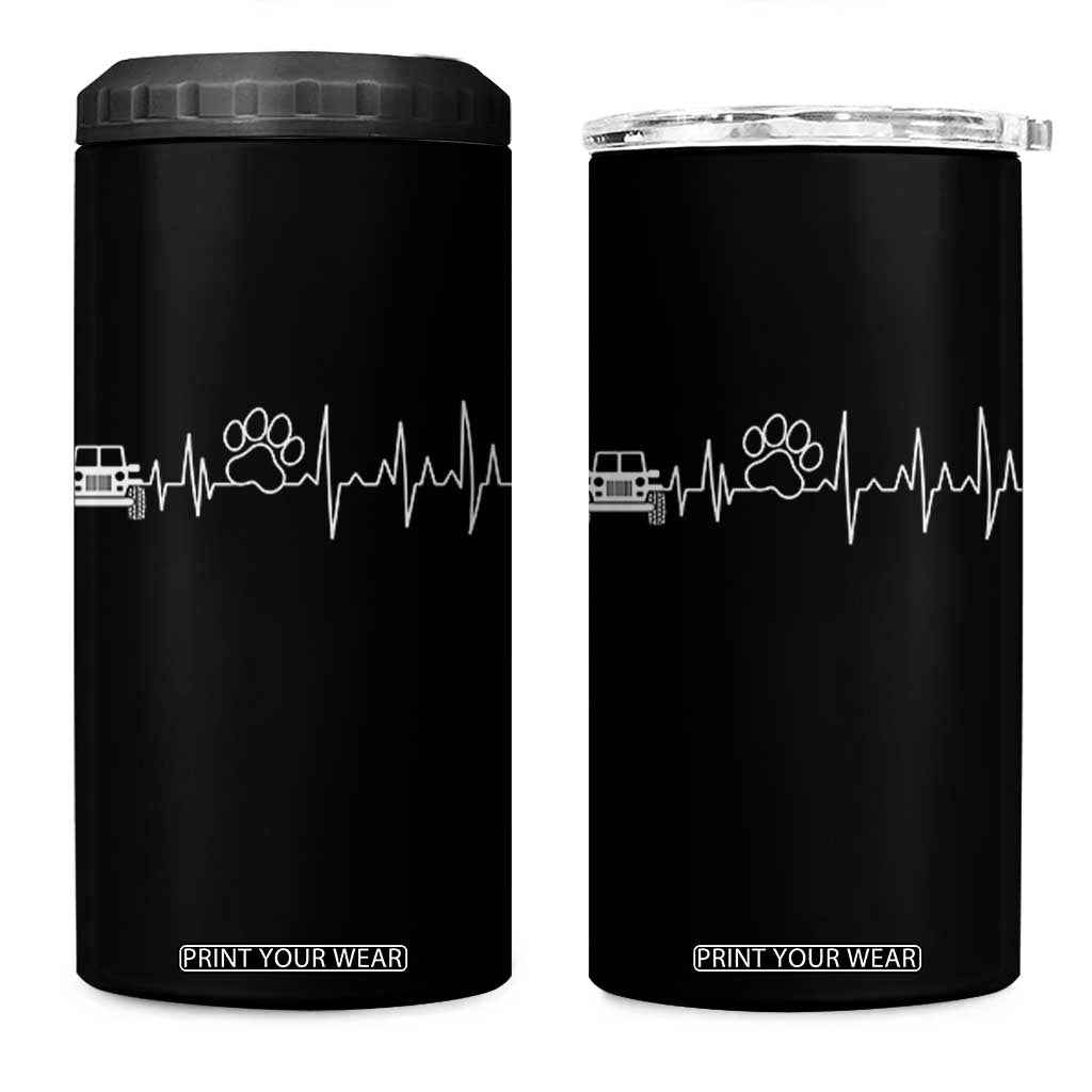 4x4 Off Road Car Riding Vintage Pet Paw Heartbeat 4 in 1 Can Cooler Tumbler TS11 One Size: 16 oz Black Print Your Wear