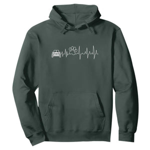 4x4 Off Road Car Riding Vintage Pet Paw Heartbeat Hoodie TS11 Dark Forest Green Print Your Wear