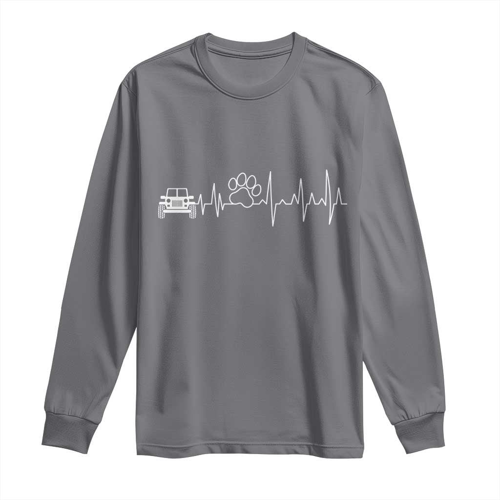 4x4 Off Road Car Riding Vintage Pet Paw Heartbeat Long Sleeve Shirt TS11 Charcoal Print Your Wear