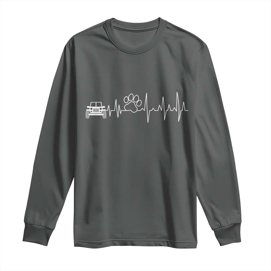 4x4 Off Road Car Riding Vintage Pet Paw Heartbeat Long Sleeve Shirt TS11 Dark Heather Print Your Wear