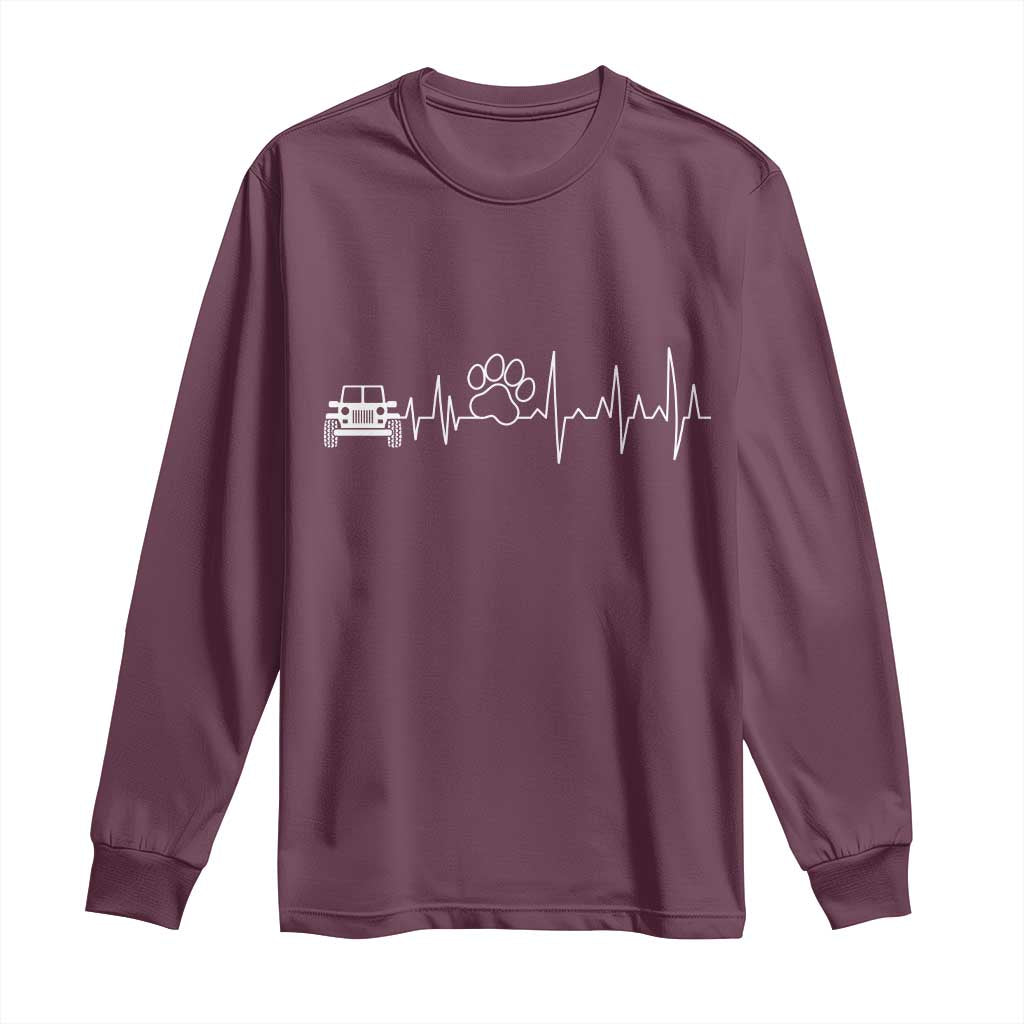 4x4 Off Road Car Riding Vintage Pet Paw Heartbeat Long Sleeve Shirt TS11 Maroon Print Your Wear