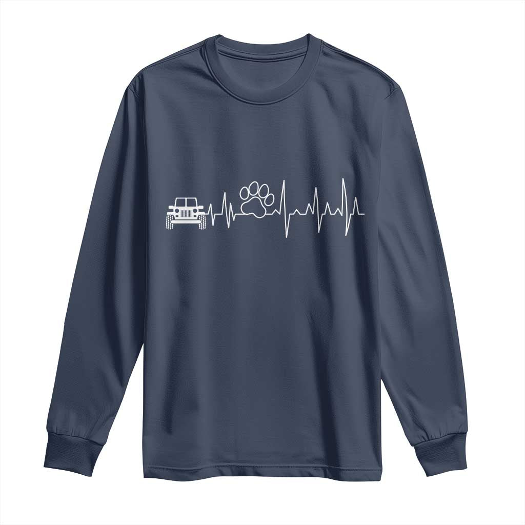 4x4 Off Road Car Riding Vintage Pet Paw Heartbeat Long Sleeve Shirt TS11 Navy Print Your Wear