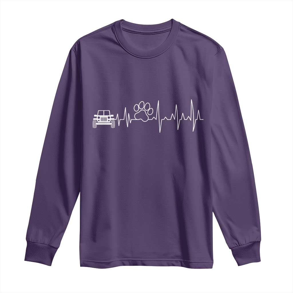 4x4 Off Road Car Riding Vintage Pet Paw Heartbeat Long Sleeve Shirt TS11 Purple Print Your Wear