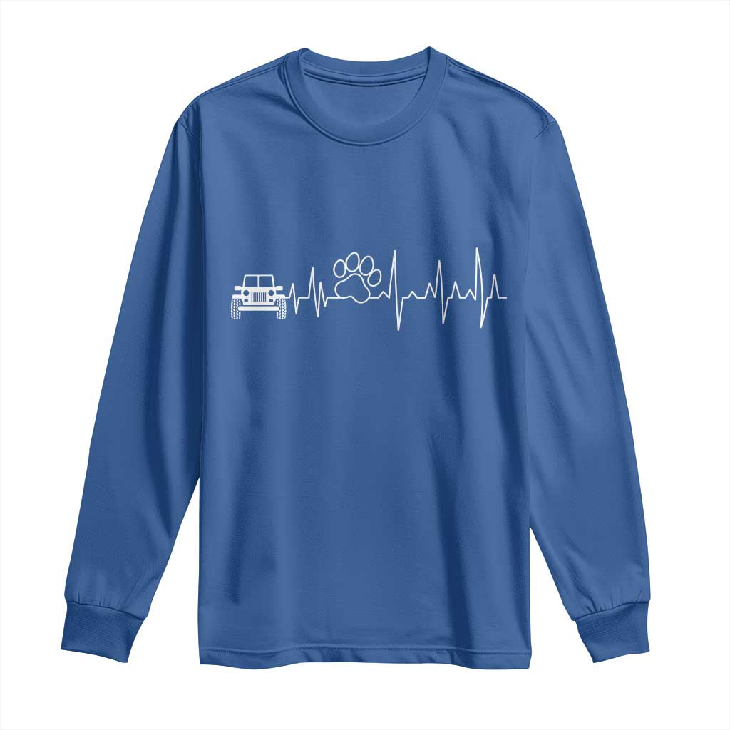 4x4 Off Road Car Riding Vintage Pet Paw Heartbeat Long Sleeve Shirt TS11 Royal Blue Print Your Wear