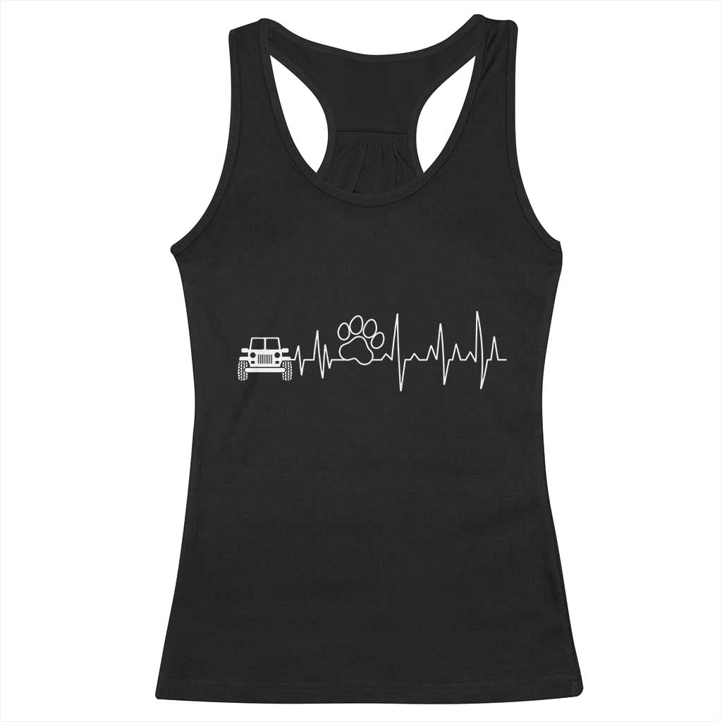 4x4 Off Road Car Riding Vintage Pet Paw Heartbeat Racerback Tank Top TS11 Black Print Your Wear