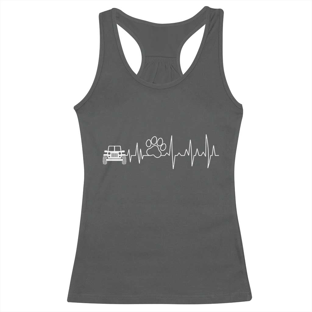 4x4 Off Road Car Riding Vintage Pet Paw Heartbeat Racerback Tank Top TS11 Dark Heather Print Your Wear