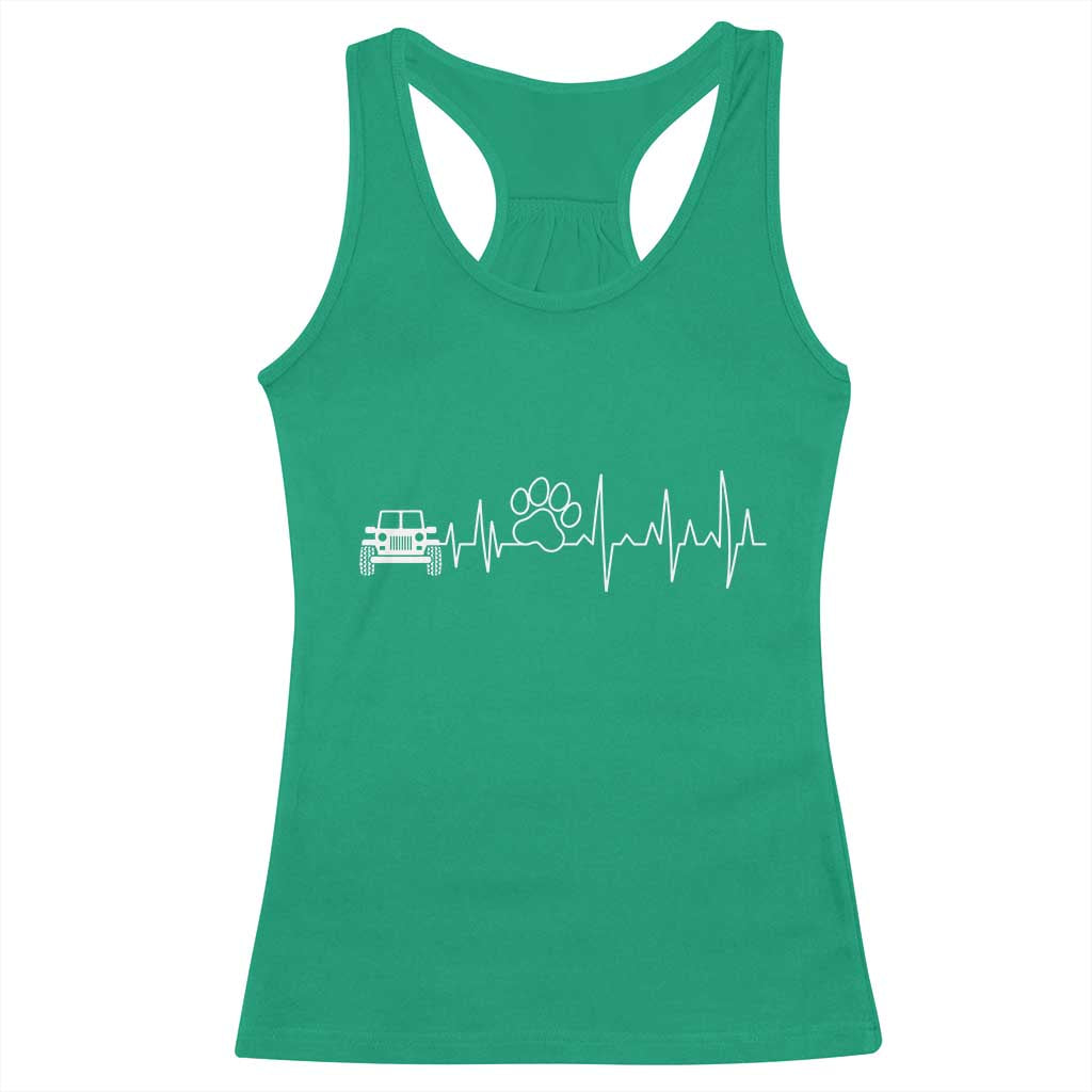 4x4 Off Road Car Riding Vintage Pet Paw Heartbeat Racerback Tank Top TS11 Irish Green Print Your Wear