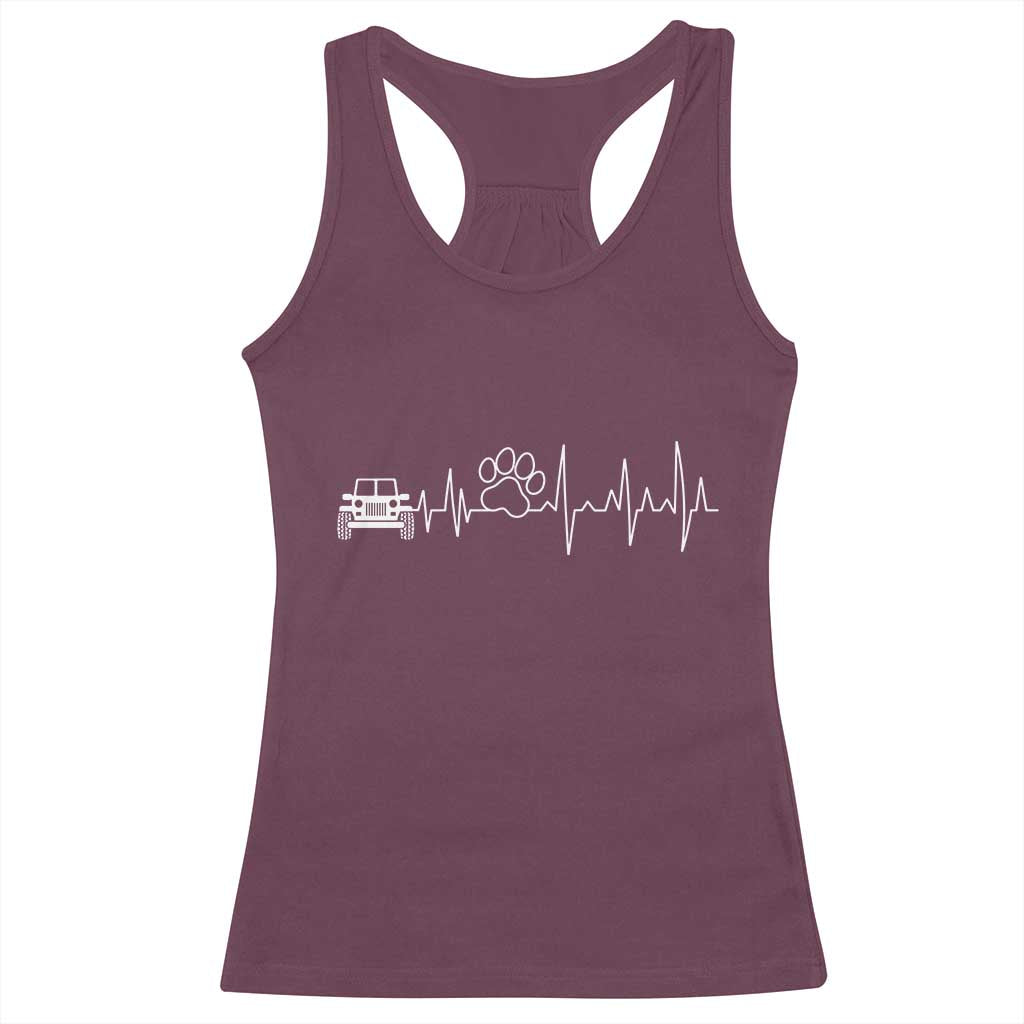 4x4 Off Road Car Riding Vintage Pet Paw Heartbeat Racerback Tank Top TS11 Maroon Print Your Wear