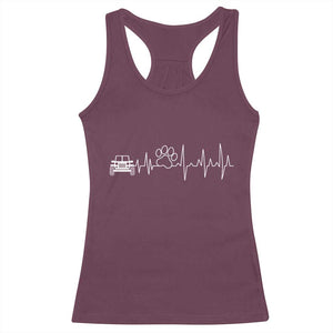 4x4 Off Road Car Riding Vintage Pet Paw Heartbeat Racerback Tank Top TS11 Maroon Print Your Wear