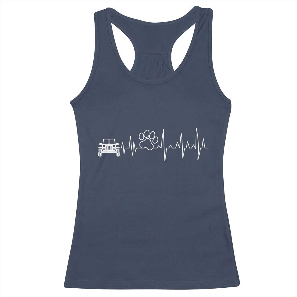 4x4 Off Road Car Riding Vintage Pet Paw Heartbeat Racerback Tank Top TS11 Navy Print Your Wear