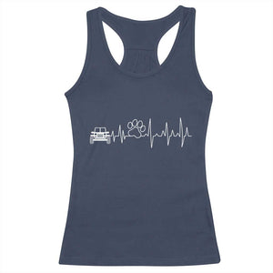 4x4 Off Road Car Riding Vintage Pet Paw Heartbeat Racerback Tank Top TS11 Navy Print Your Wear