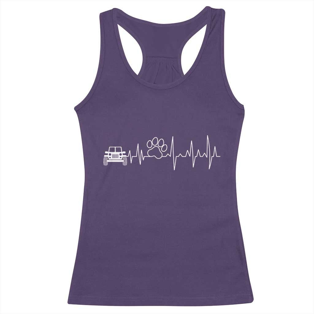 4x4 Off Road Car Riding Vintage Pet Paw Heartbeat Racerback Tank Top TS11 Purple Print Your Wear