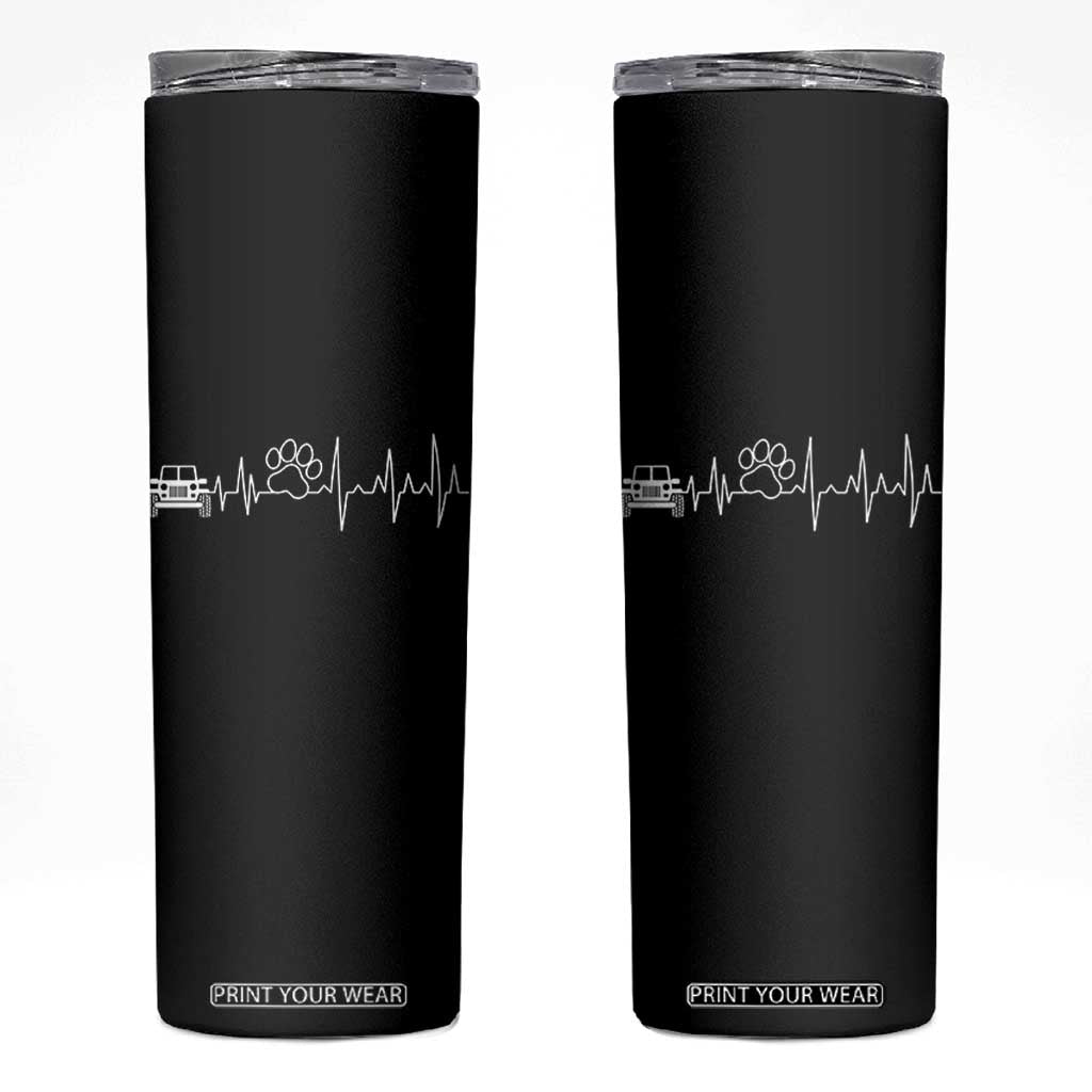 4x4 Off Road Car Riding Vintage Pet Paw Heartbeat Skinny Tumbler TS11 Black Print Your Wear
