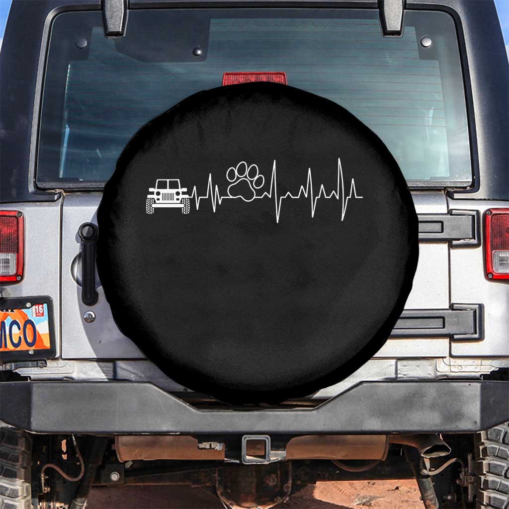 4x4 Off Road Car Riding Vintage Pet Paw Heartbeat Spare Tire Cover TS11 No hole Black Print Your Wear