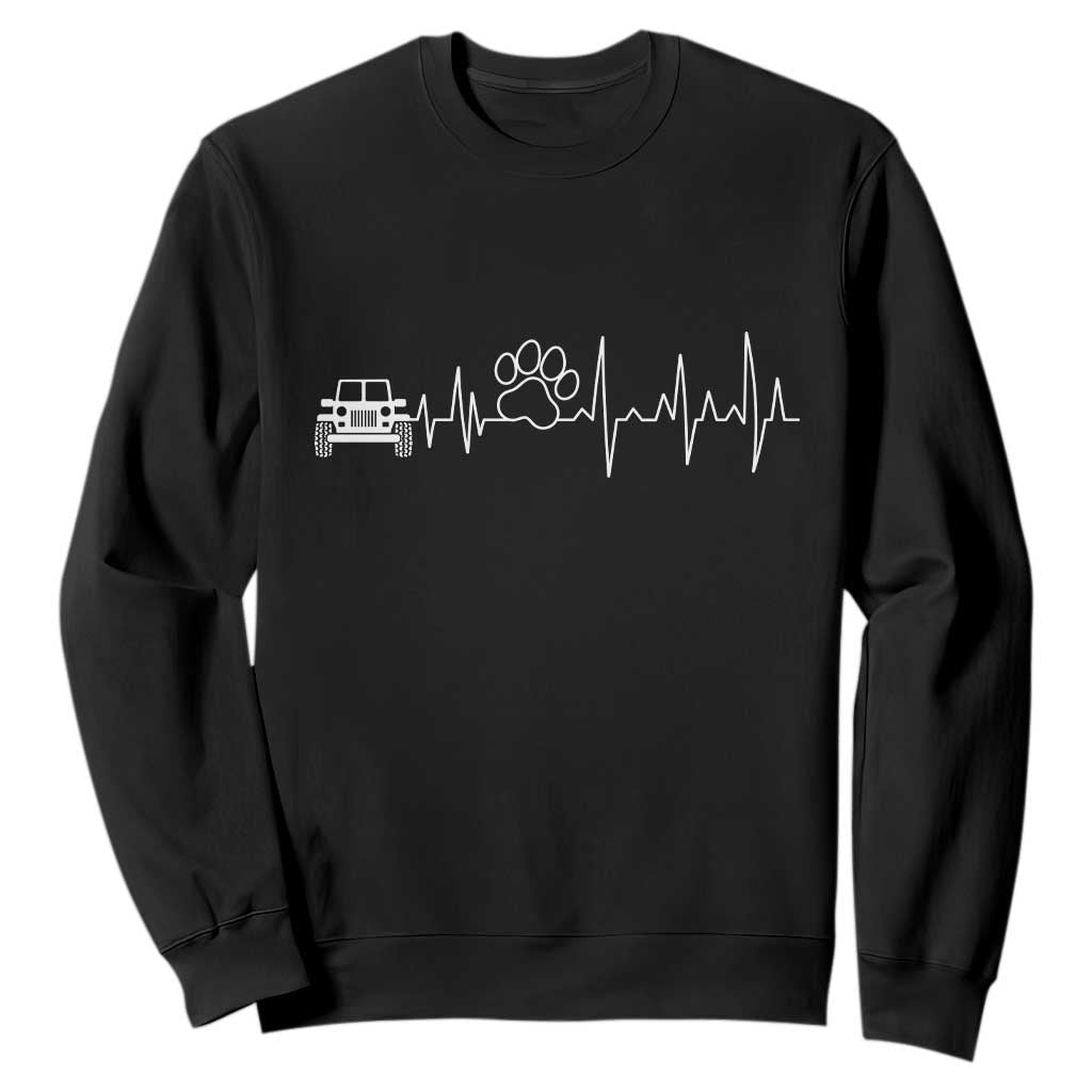 4x4 Off Road Car Riding Vintage Pet Paw Heartbeat Sweatshirt TS11 Black Print Your Wear