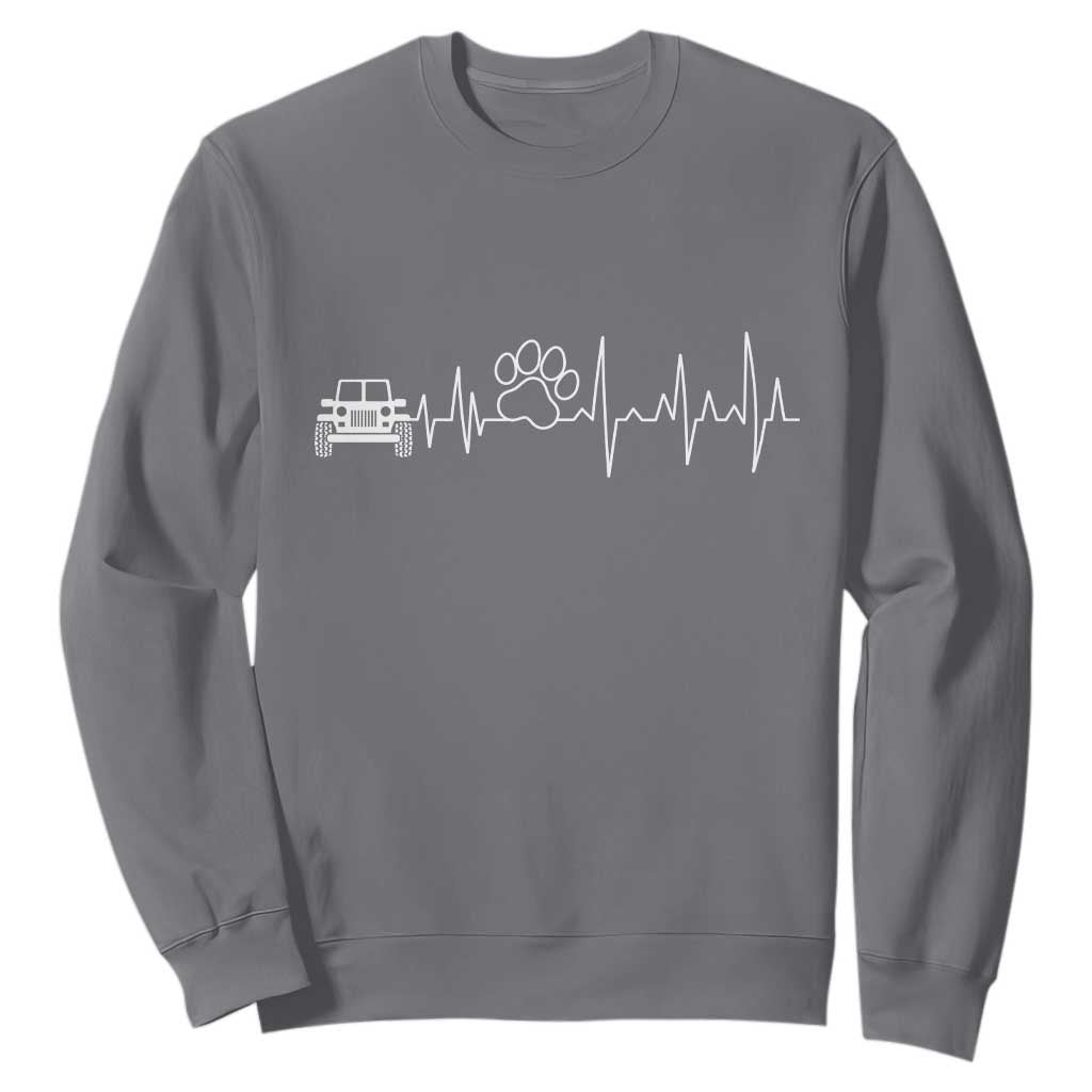 4x4 Off Road Car Riding Vintage Pet Paw Heartbeat Sweatshirt TS11 Charcoal Print Your Wear