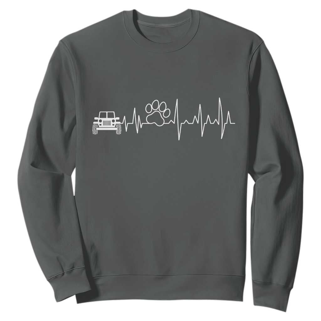 4x4 Off Road Car Riding Vintage Pet Paw Heartbeat Sweatshirt TS11 Dark Heather Print Your Wear