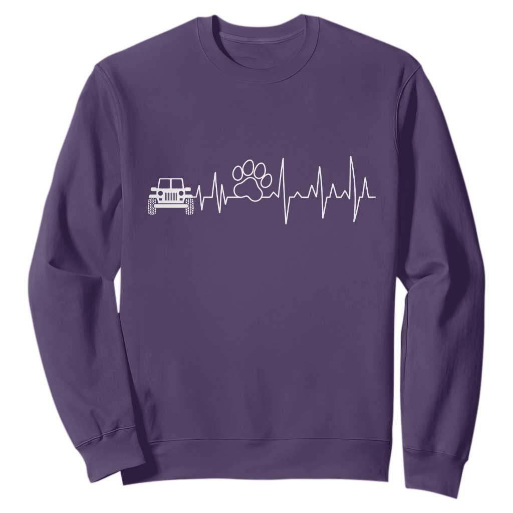 4x4 Off Road Car Riding Vintage Pet Paw Heartbeat Sweatshirt TS11 Purple Print Your Wear