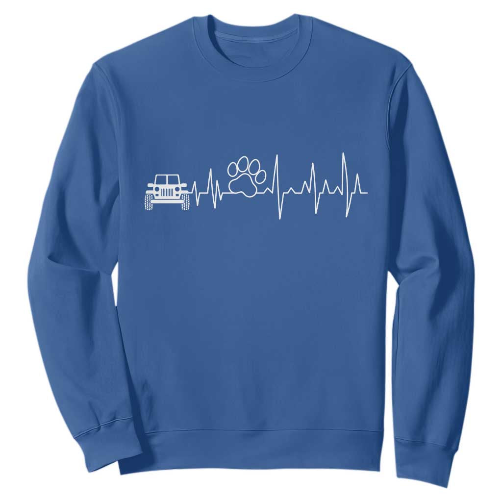 4x4 Off Road Car Riding Vintage Pet Paw Heartbeat Sweatshirt TS11 Royal Blue Print Your Wear