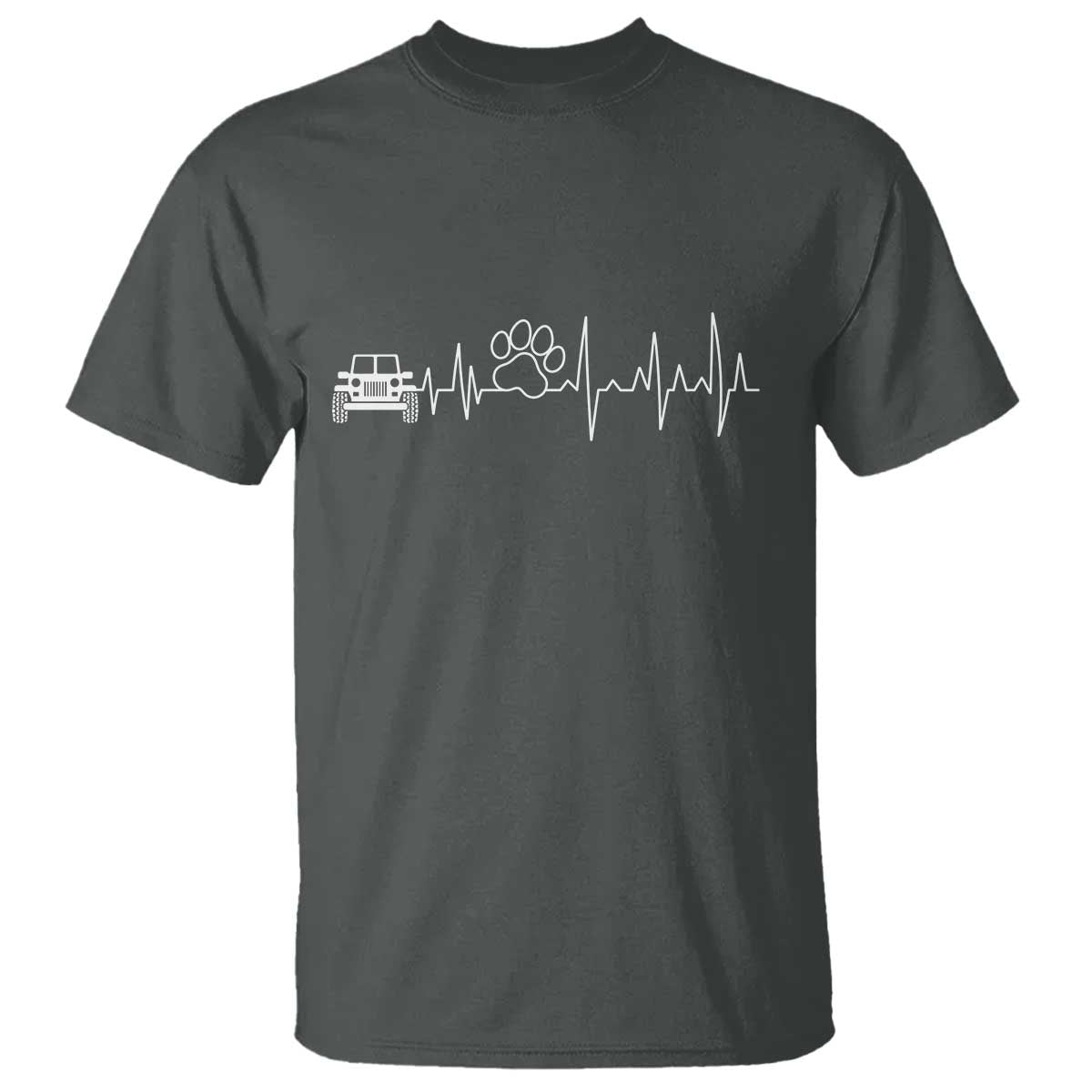 4x4 Off Road Car Riding Vintage Pet Paw Heartbeat T Shirt TS11 Dark Heather Print Your Wear